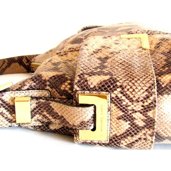 Michael Kors Beige Snake Print Shoulder Bag - Picture 8 of 13